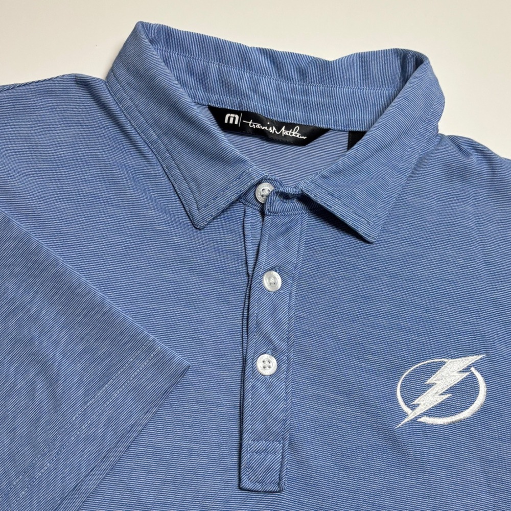 Tampa Bay Lightning Travis Mathew‎ Polo Shirt Men's Small Blue NHL Hockey Bolts